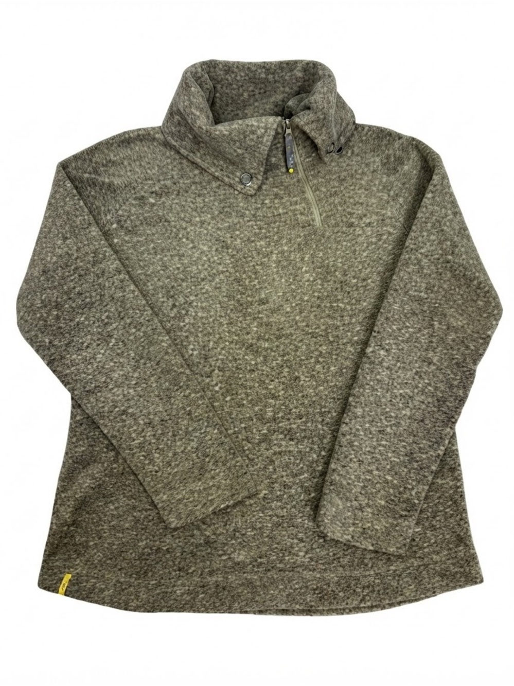 LolΓ« Cozy Olive Melange Asymmetrical Fleece Pullover